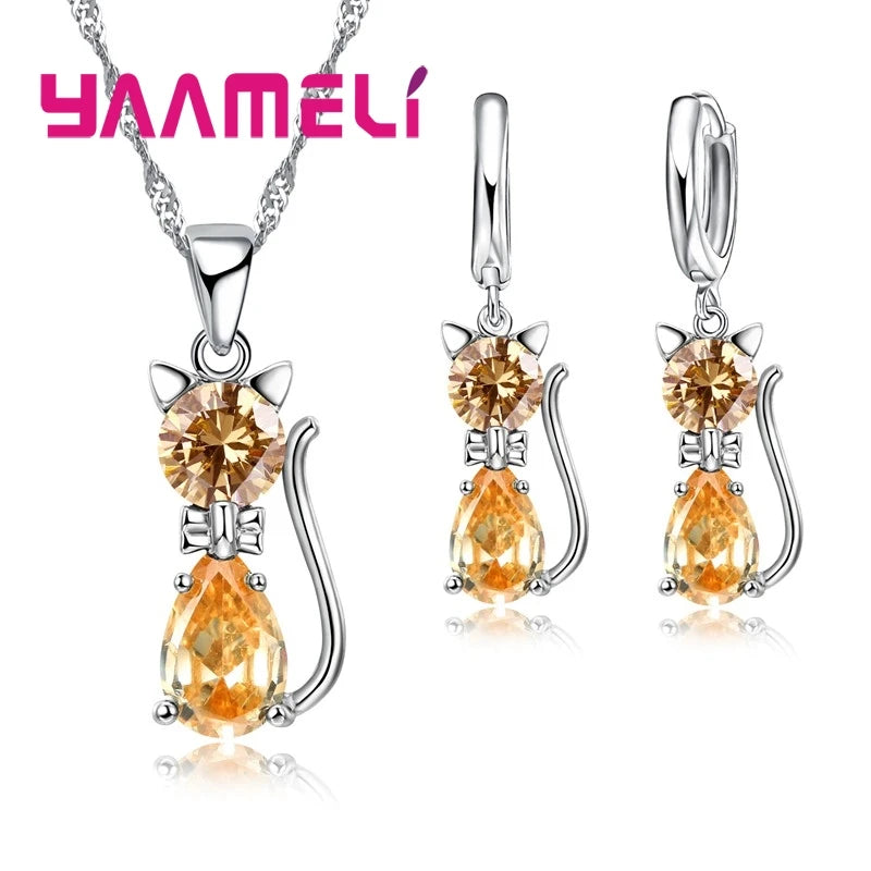 Real 925 Sterling Silver Color Jewelry Sets for Woman Girls