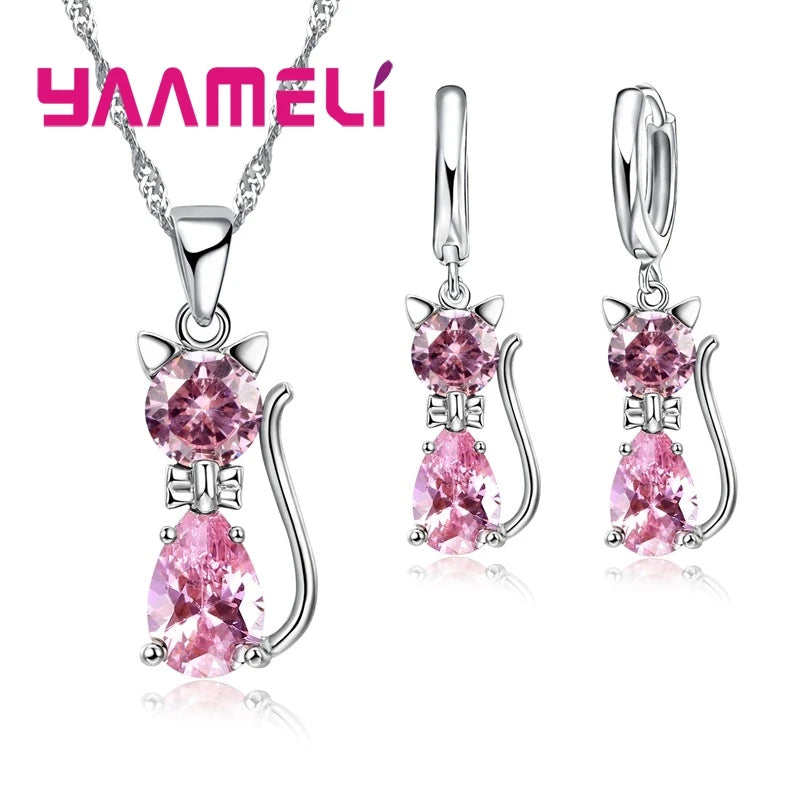 Real 925 Sterling Silver Color Jewelry Sets for Woman Girls