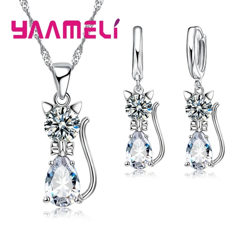 Real 925 Sterling Silver Color Jewelry Sets for Woman Girls