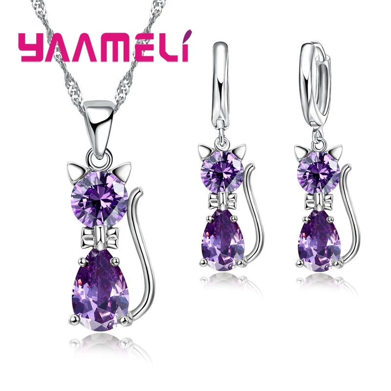 Real 925 Sterling Silver Color Jewelry Sets for Woman Girls