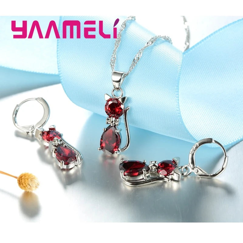 Real 925 Sterling Silver Color Jewelry Sets for Woman Girls