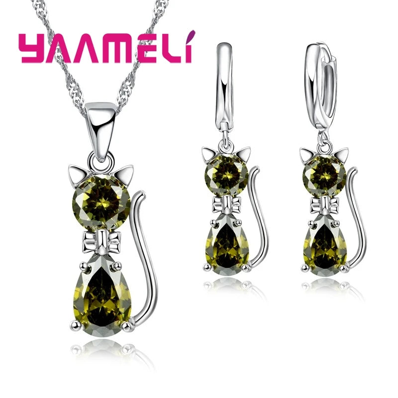 Real 925 Sterling Silver Color Jewelry Sets for Woman Girls