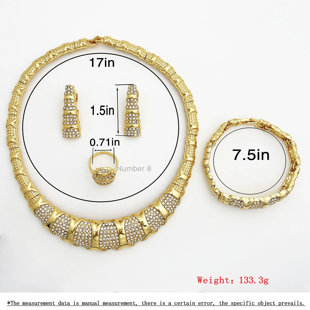 Dubai Jewelry Set For Women 18K Gold Plated Luxury Necklace Earrings