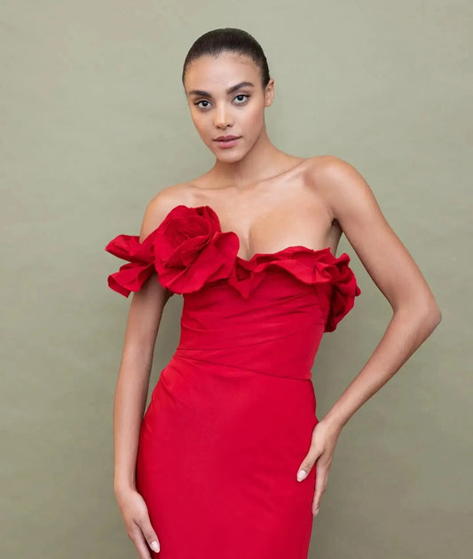 Luxury Mermaid Women Dress Long Dubai Flowers Prom Gowns