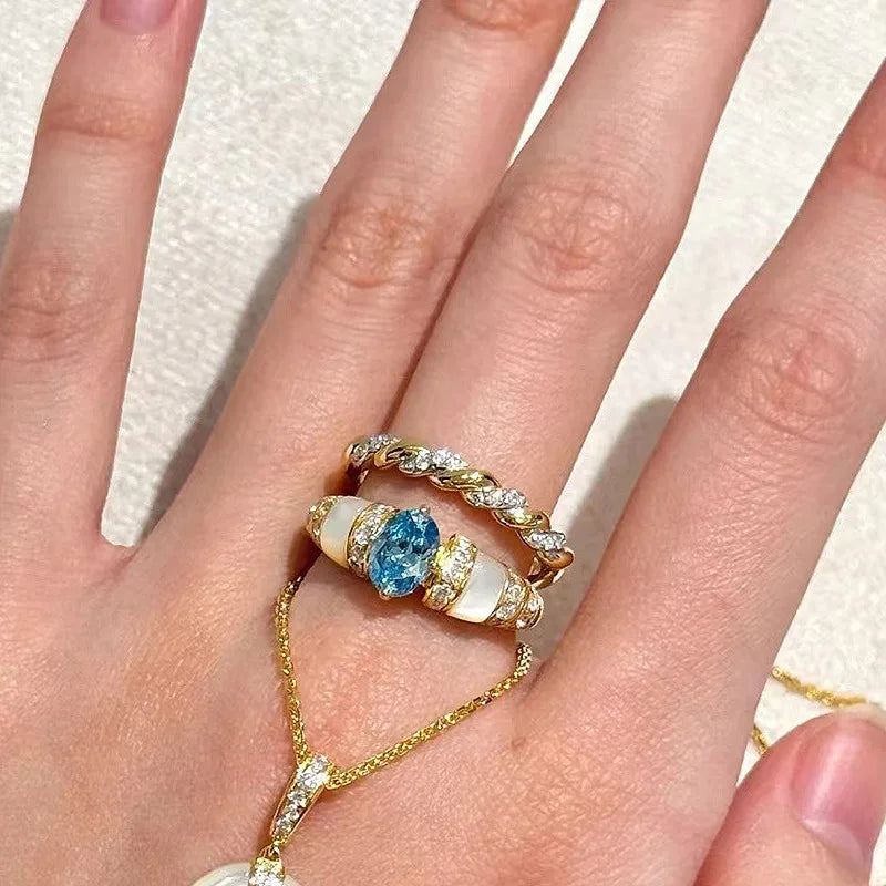 Classic blue jewelry sets dreamy aquamarine gem