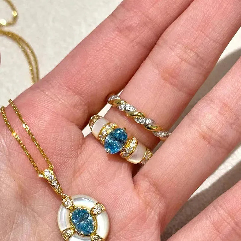 Classic blue jewelry sets dreamy aquamarine gem