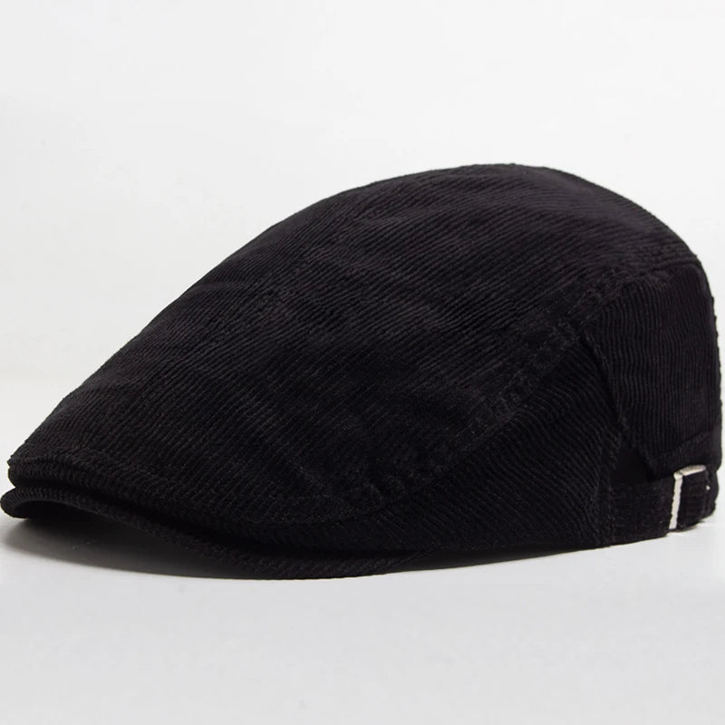 Men Fashion Corduroy Beret Spring Autumn Thick Warm
