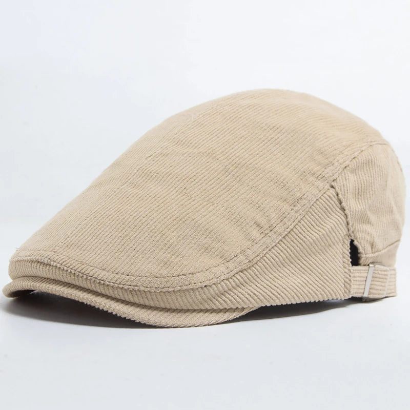 Men Fashion Corduroy Beret Spring Autumn Thick Warm