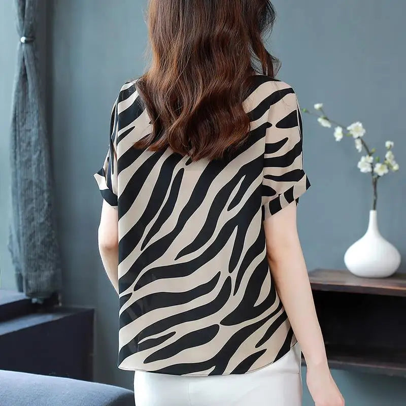 Two-piece Short-sleeved Striped Shirt