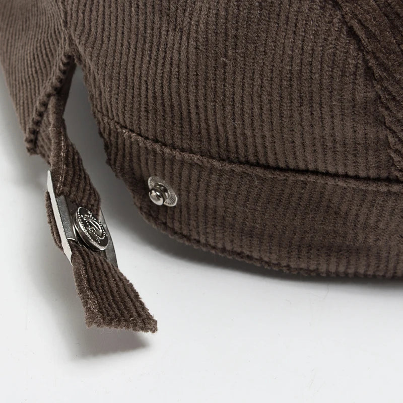 Men Fashion Corduroy Beret Spring Autumn Thick Warm
