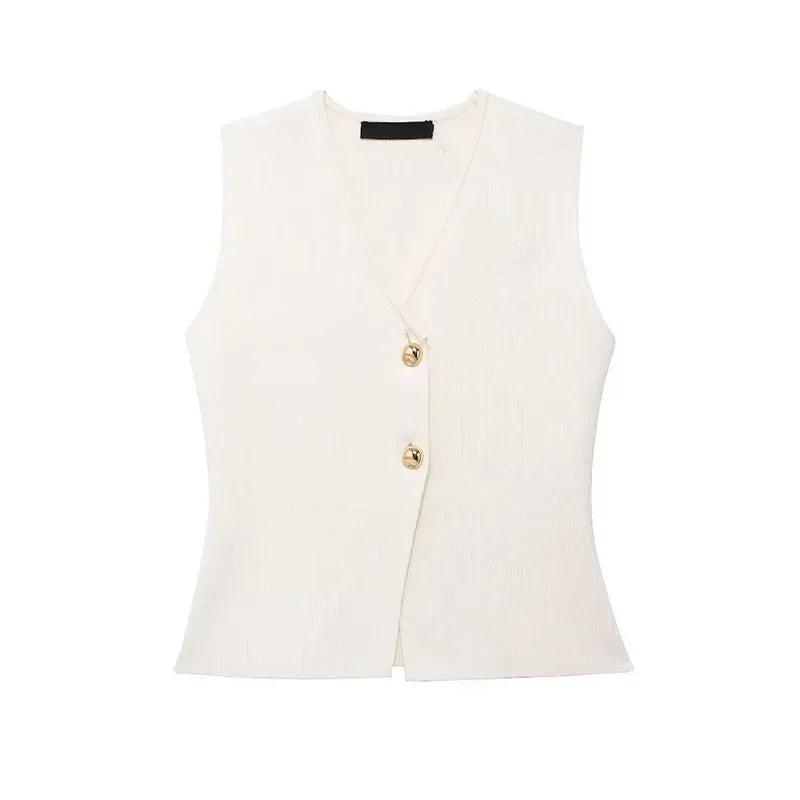 Elegant Knit Vest Patchwork Skirts Suit Women Slim.