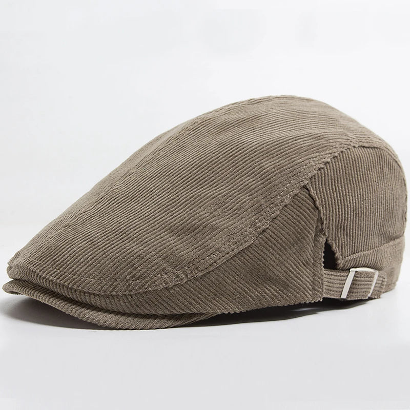 Men Fashion Corduroy Beret Spring Autumn Thick Warm