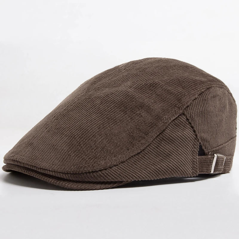 Men Fashion Corduroy Beret Spring Autumn Thick Warm