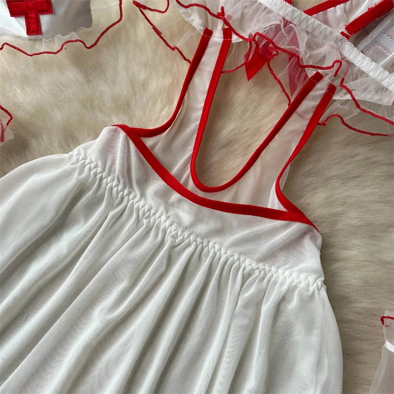 Sexy Cosplay Nurse Uniform Erotic Lingerie Babydoll Dress.