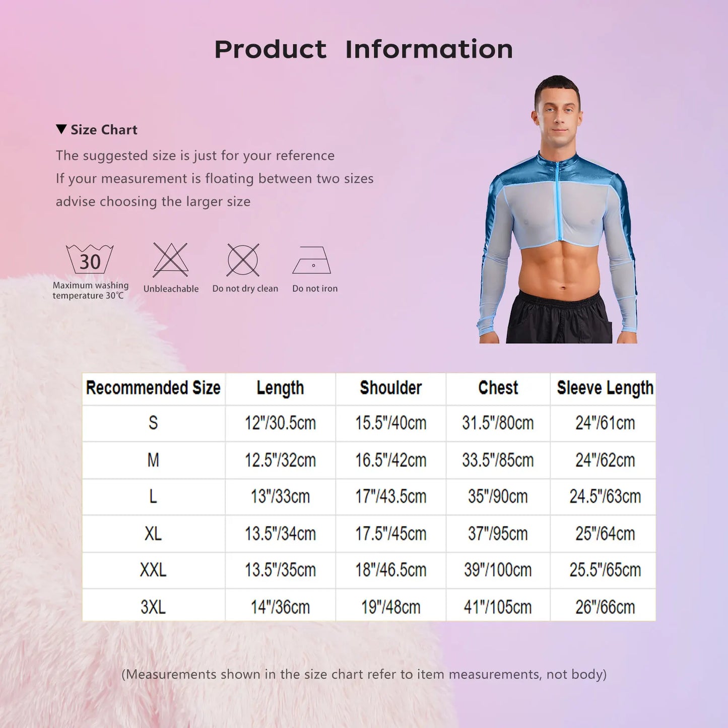 Men Shiny Metallic Glitter Crop Top Club Wear Long Sleeves