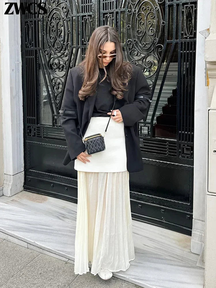 Elegant Knit Vest Patchwork Skirts Suit Women Slim.