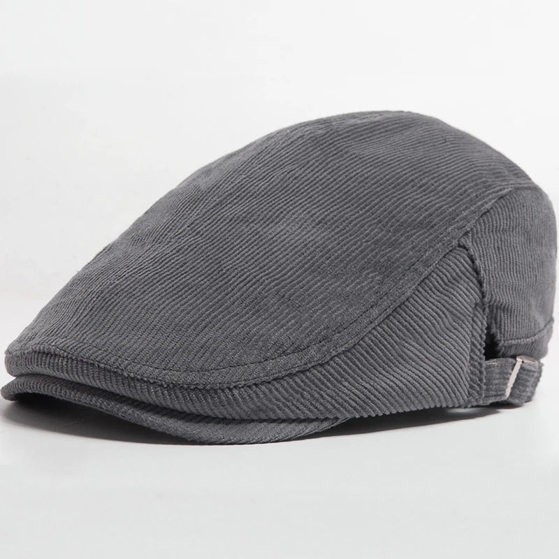 Men Fashion Corduroy Beret Spring Autumn Thick Warm