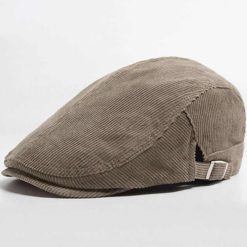 Men Fashion Corduroy Beret Spring Autumn Thick Warm