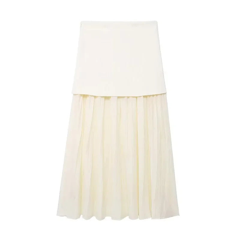 Elegant Knit Vest Patchwork Skirts Suit Women Slim.