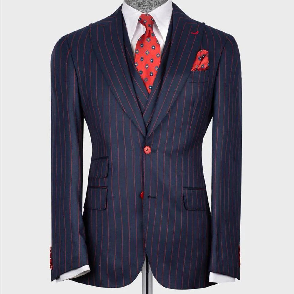 Fashion Men Suits 3 Pieces Jacket Pant Vest Single Breasted