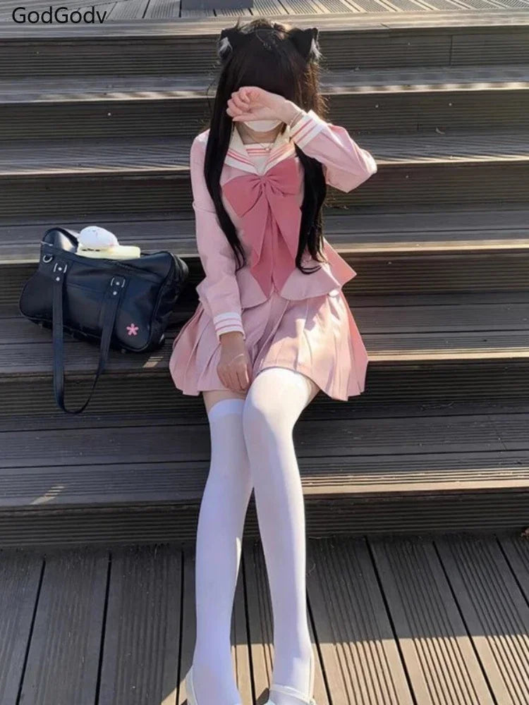 Spring Sweet Lolita 2 Piece Set Women Outfits